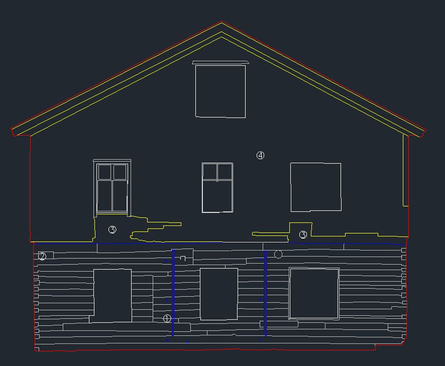 Building drawing produced from point cloud data